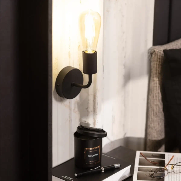 Kinkiet minimalistyczny Tesoro ABR-KR-C-E27 Abruzzo metalowy czarny