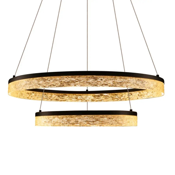 Lampa wisząca glamour Frozi 32-35561 LED 38W 3000K pierścienie czarna