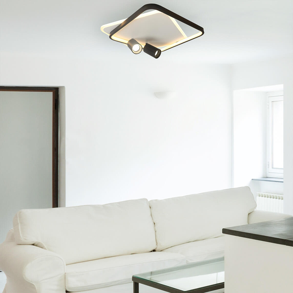 Kwadratowy plafon Parma LP-0612/2C Square BK tubki czarne białe
