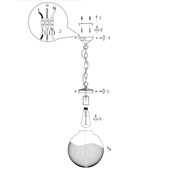 Kulista lampa wisząca Brydon 71123 Endon łańcuch szkło przezroczysty mosiądz