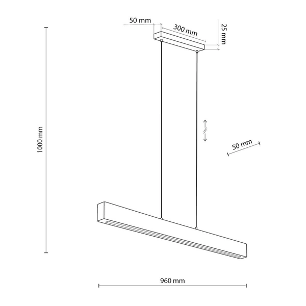 Wisząca lampa belka Teo 6615 TK Lighting LED 36W 3200K czarny drewniany