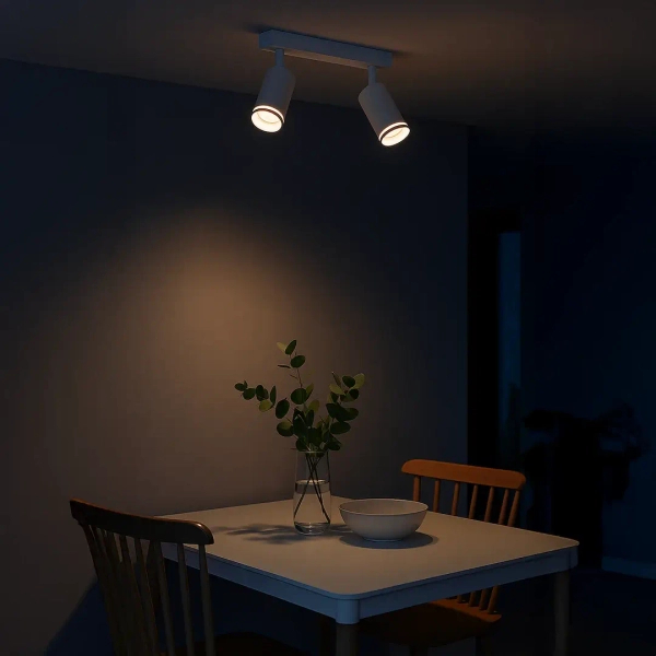 Dwupunktowa lampa sufitowa Pipe Ring Spot ML2070 na belce biały