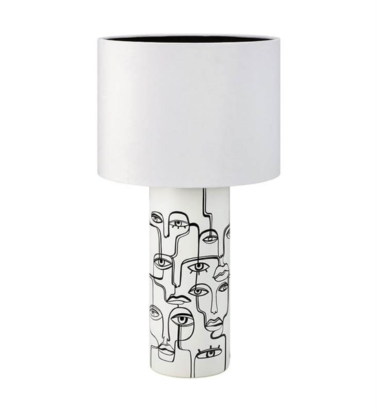 Nowoczesna lampa nocna Family 108246 na szafkę nocną tkanina biała 