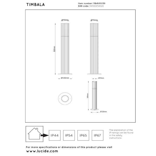 Zewnętrzny słupek na taras Timbala 11841/01/30 podłużny IP44 czarny