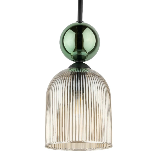 Szklana nocna lampa ścienna Sophia Cognac 11143 żebrowana zielony