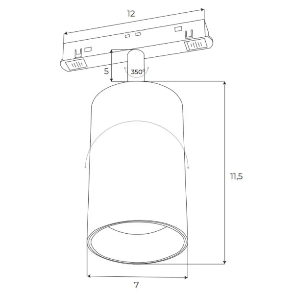 Magnetyczna lampa do zestawu szyn Dali M0010D  LED 18W 3000K czarny