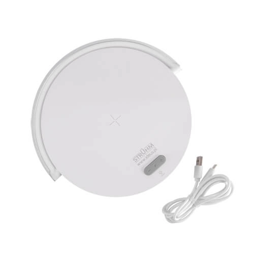 Stojąca LAMPA stołowa SATURN 03864 Ideus biurkowa LAMPKA okrągła LED 10W 4000K z głośnikiem bluetooth biała szara