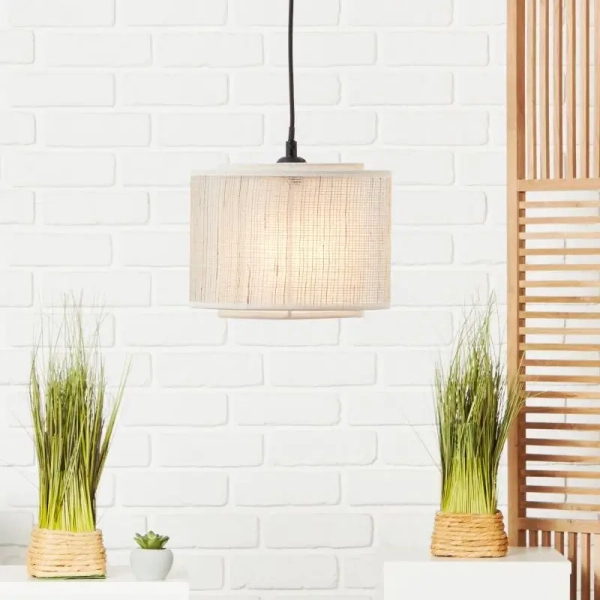 Wisząca lampa papierowa Odar 99481/09 nad stół czarna beżowa