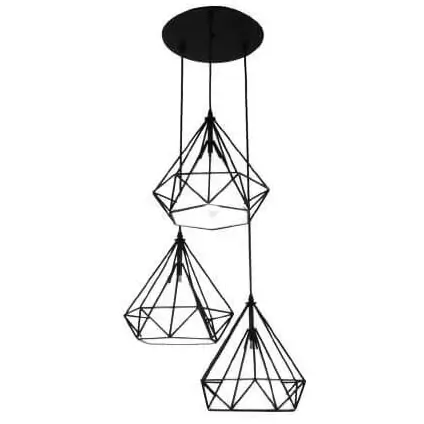 Loftowa lampa wisząca DIAMOND CHNR3-E27 druciana metalowy kaskada czarna