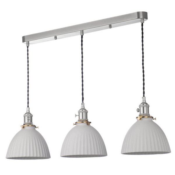 Potrójna lampa wisząca Hadano HAD3661-09 ceramiczna chrom biały
