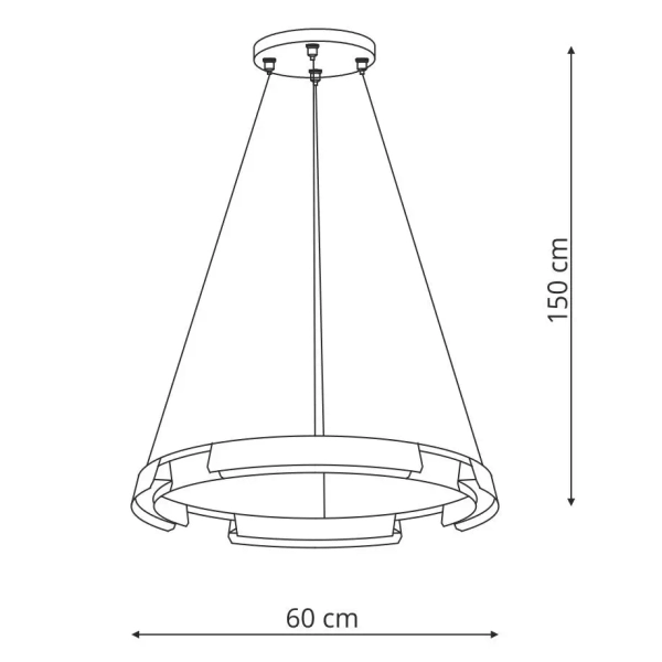 Pierścieniowy żyrandol Tura LP-9786/1P 60cm BK LED 36W CCT ring czarny