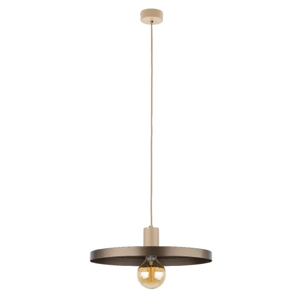 Nad stół wisząca lampa Sila 10758 metalowy abażur brązowy beżowy