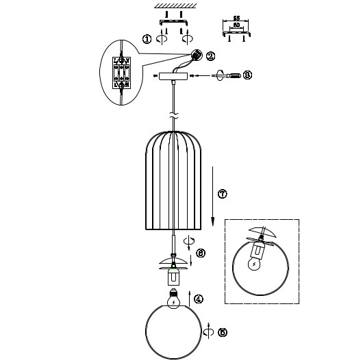Modernistyczna LAMPA wisząca TELFORD P363PL-01G Maytoni metalowa OPRAWA druciany ZWIS szklana kula złota biała