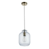 Szklana lampa wisząca Lyra 106923 do jadalni mosiądz przezroczysta