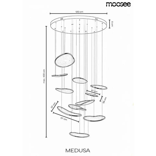 Złota lampa wisząca MEDUSA MSE1501100590 1xLED 122W 4000K glamour