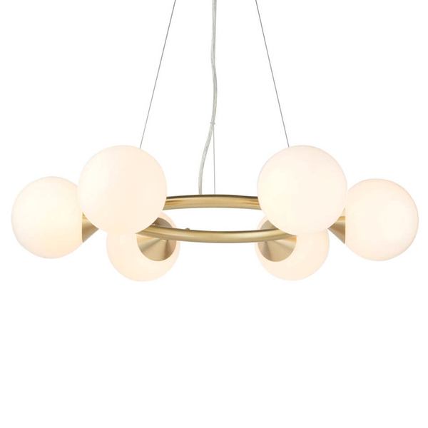 Kulista lampa wisząca do salonu L&-1106390 mosiądz biały
