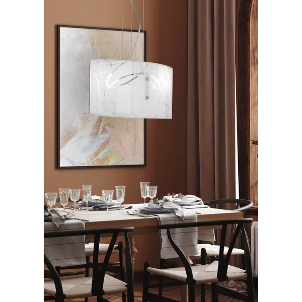 Szklana lampa wisząca SPIRELLI 304400201 do jadalni nad wyspę biała