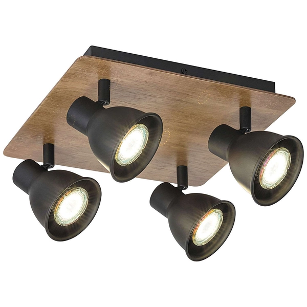 Plafon LAMPA sufitowa MAC 5905 Rabalux skandynawska OPRAWA regulowane reflektorki metalowe drewno czarne