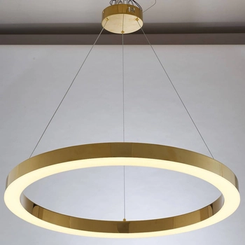 LAMPA wisząca SLIM/000082/3000/G MDECO okrągła OPRAWA ring ZWIS LED 46W 3000K metalowy złoty