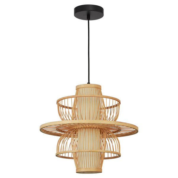 Wisząca lampa skandynawska Astra LP-3110/1P NT boho drewniana beżowa