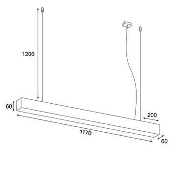Lampa zwisowa liniowa Lupinus 5115003102-1 Elkim LED 16W 3000K jadalniana biała