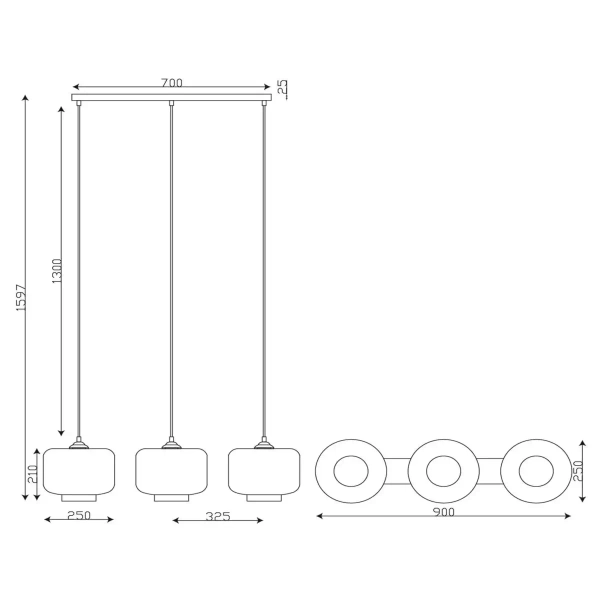 Szklana lampa zwieszana MEDINE 46413/03/65 Lucide szary przydymiony