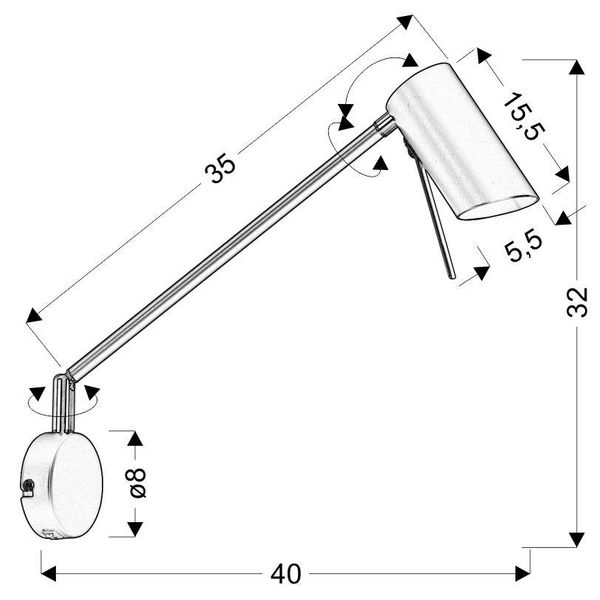 Ścienny kinkiet MILLY 21-73907 metalowa na wysięgniku regulowany biały