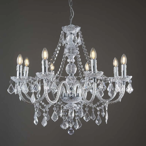 Żyrandol glamour świecznikowy Clarence 308-8CL Endon chrom przezroczysty