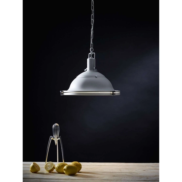 Wisząca LAMPA industrialna NAUTILIUS L 10266101 Kaspa metalowa OPRAWA na łańcuchu ZWIS okrągły biały