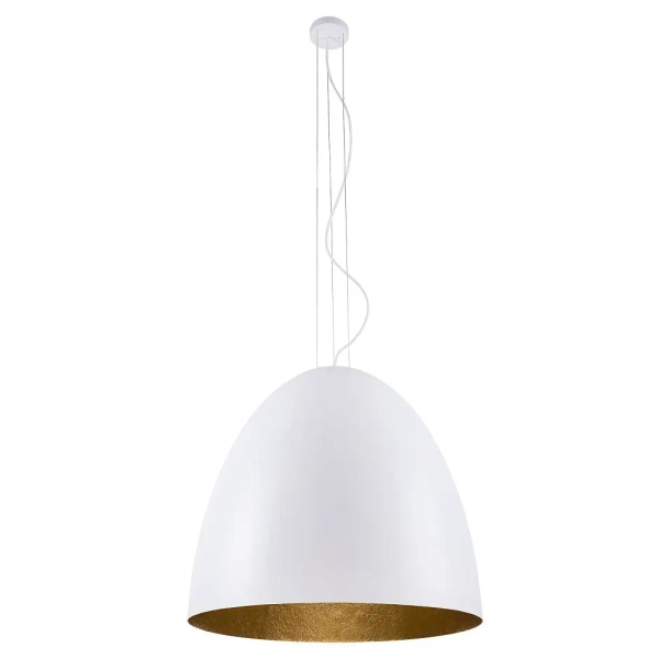 Kopułowa lampa wisząca EGG 9023 do jadalni nad stół biała złota