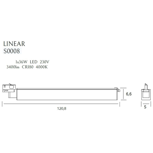 Lampa do szynoprzewodu trójfazowego LINEAR TRACK S0008 Maxlight LED 18W 4000K metalowa czarna