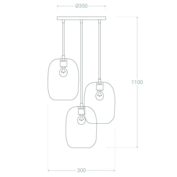 Potrójna lampa wisząca Claro ABR-3SKCLA Abruzzo szklana przezroczysta złota