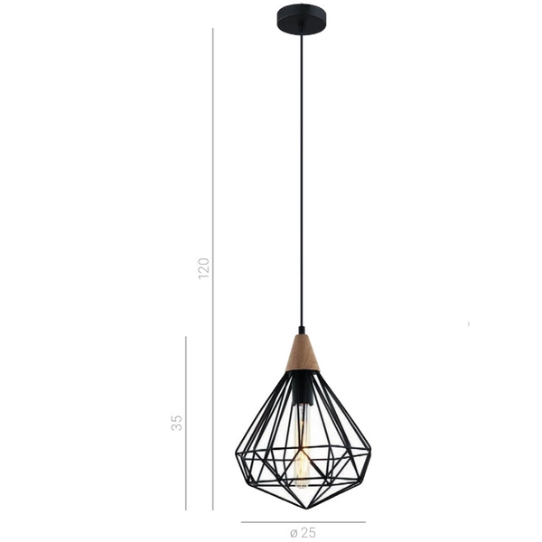 Industrialna LAMPA wisząca MAELLE MDM-2591/1S BK Italux druciana OPRAWA zwis drut czarny
