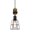 Industrialna LAMPA wisząca PONTE PND-4290-1-L Italux druciana OPRAWA metalowy zwis klatka drewno czarna