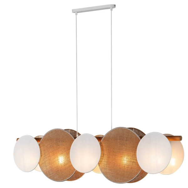 Zwisająca lampa nad wyspę Pulse 4815 listwa ekologiczna drewniana biała