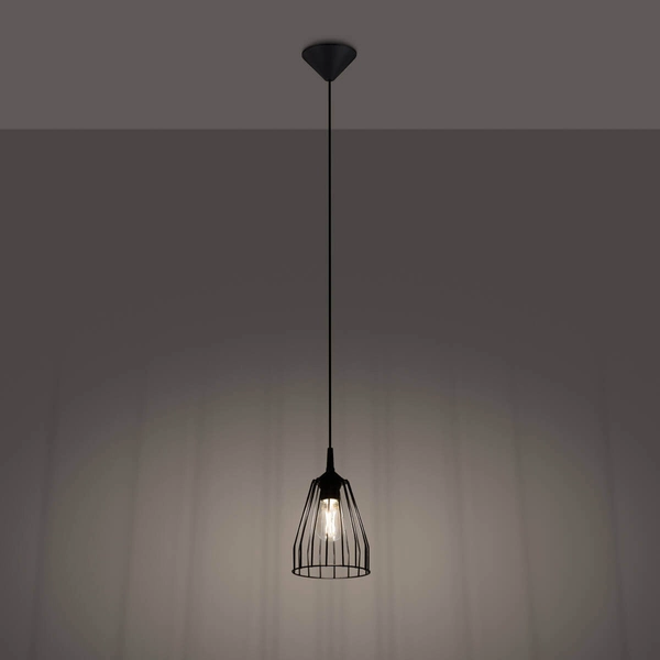 Lampa wisząca druciana Leyo SL.1205 loft metalowa czarna