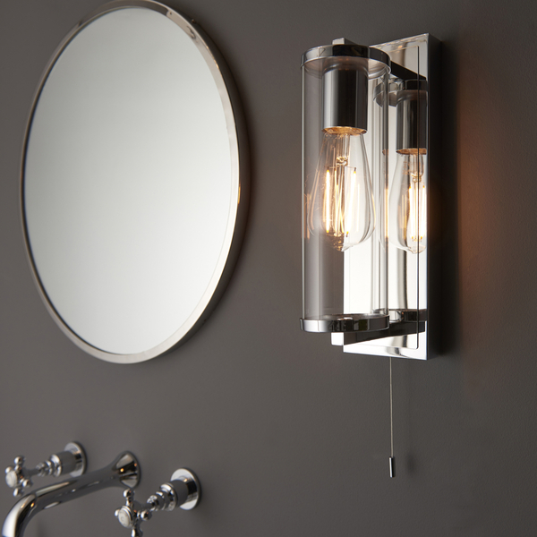 Kinkiet nad lustro L&-194074 Light& tuba z włącznikiem IP44 chrom