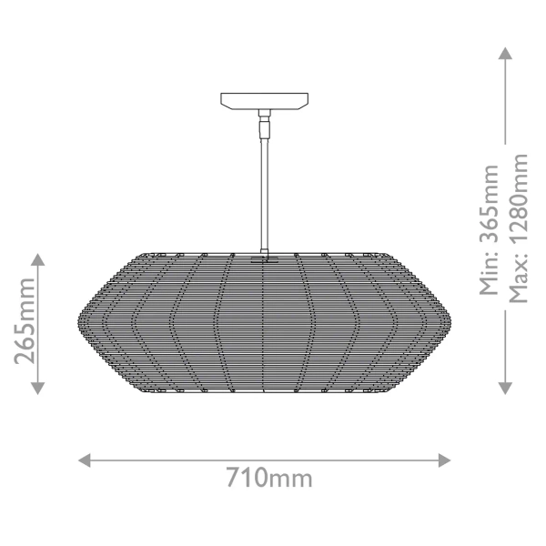 Naturalny żyrandol do salonu Luca QN-LUCA-5P-M-BK-CAM sznur brązowy