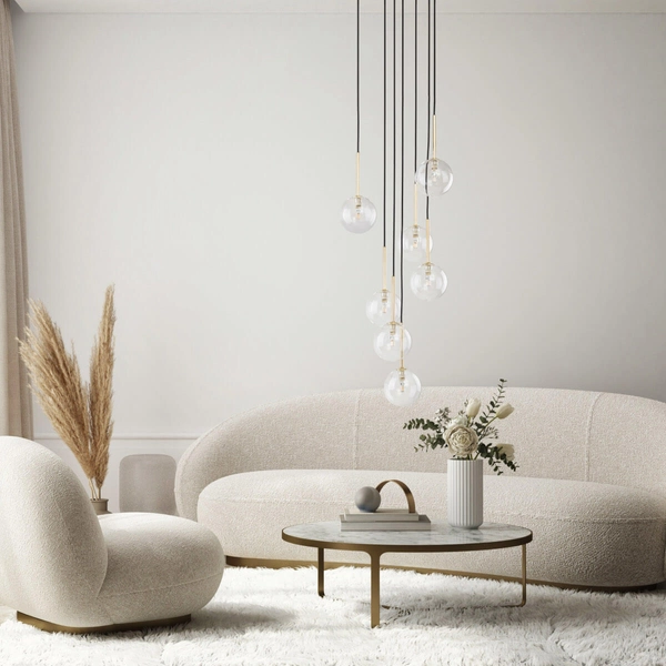 Zwisowa lampa Nilos 5362 kaskada balls bombki przezroczysta złota