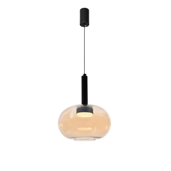 Szklana wisząca lampa BUENO złota czarna 31-50465 1xGx53 owalna nad stół