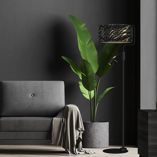Stojąca lampa podłogowa Senso do salonu czarna złota