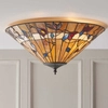 Witrażowa lampa sufitowa Bernwood 63948 Interiors Tiffany czarna kolorowa