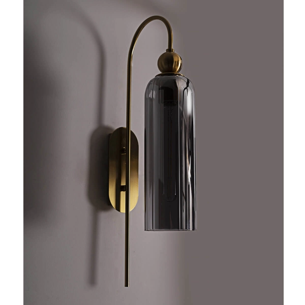 Loftowy kinkiet ścienny Campanila W0333 Maxlight szkło do salonu mosiądz dymiony