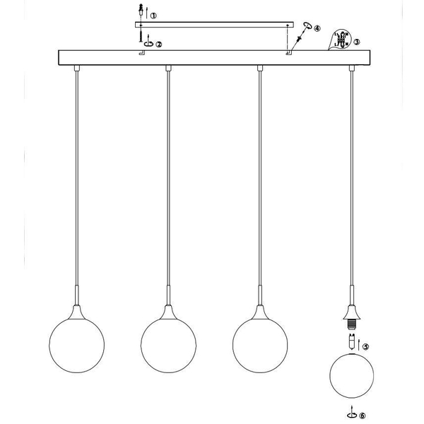 LAMPA wisząca QUATTRO 107762 Markslojd listwa OPRAWA szklane kule balls czarne białe