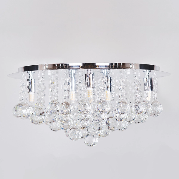 Okrągła lampa przysufitowa Bolla crystals do pokoju chrom