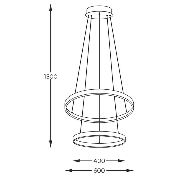 Wisząca Lampa Breno 18140BK-2 LED 50W 3000-6000K ringi metalowe czarne