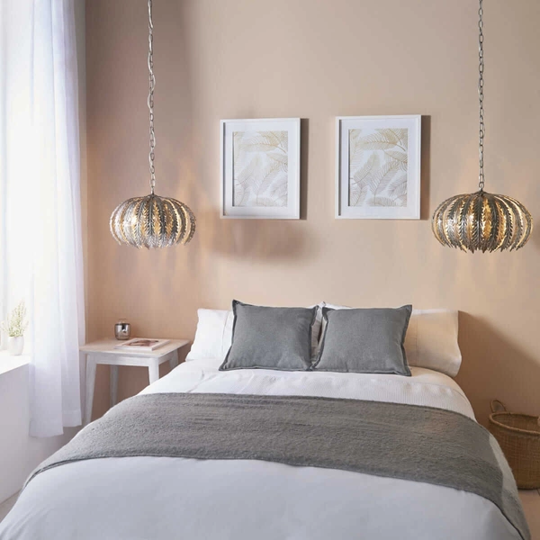 Designerska lampa wisząca Delphine 76678 Endon do jadalni srebrna