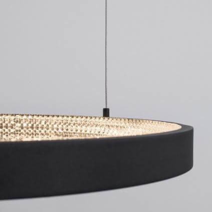 Wisząca LAMPA glamour MORON LE41723 Luces Exclusivas metalowa OPRAWA pierścień ZWIS LED 37W 3000K z krysztakami czarny