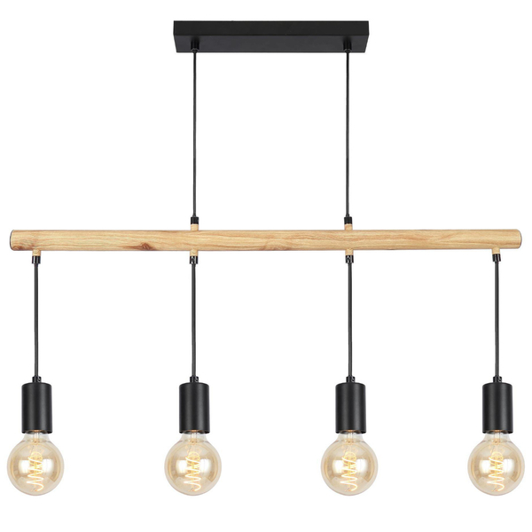 Wisząca lampa skandynawska IZZY 34-77929 belka metalowy drewniany czarny
