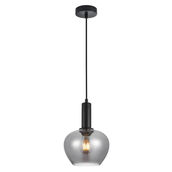 Szklana lampa wisząca Stabla PND-30084-1-BK-SG czarna przydymiona